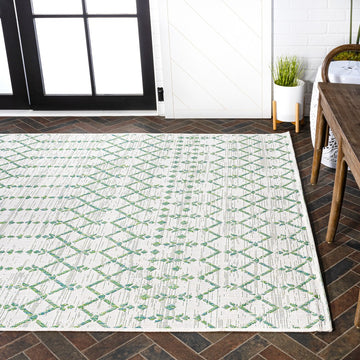 Ourika Moroccan Geometric Textured Weave Indoor/outdoor Rug